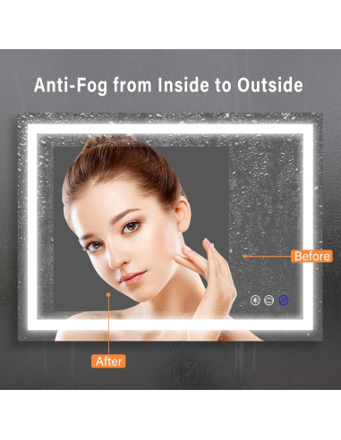 Espejo de Baño LED Butylux 36x28" Anti-Niebla Regulable