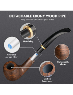 Juego de Pipa de Tabaco Scotte con Accesorios y Bolsa de Cuero 2