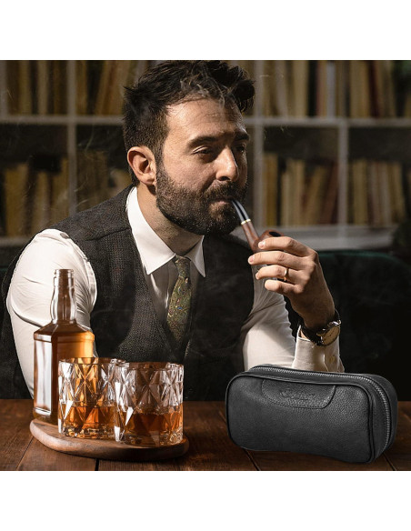 Juego de Pipa de Tabaco Scotte con Accesorios y Bolsa de Cuero Juego de Pipa de Tabaco Scotte con Accesorios y Bolsa de Cuero