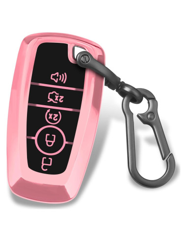 Funda de Llave TPU QBUC para Ford - Rosa, Compatible con Modelos