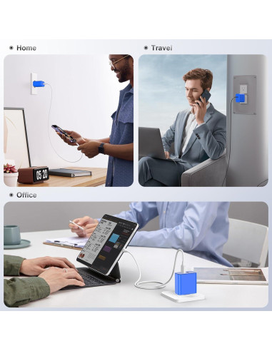 Cargador Dual USB C 40W Susnwere - Adaptador Rápido 2 Puertos