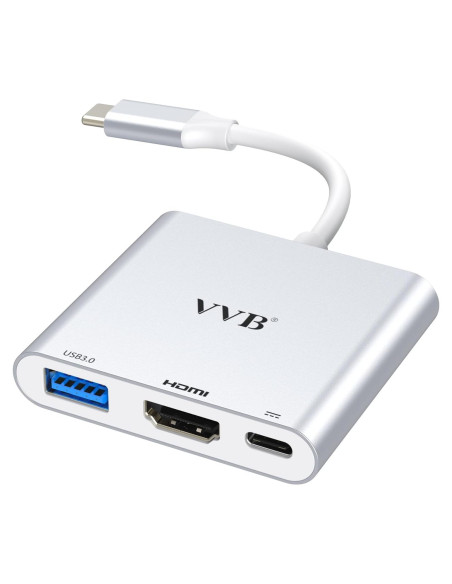 Adaptador USB C a HDMI 4K VVB 3 en 1 con USB 3.0 y Carga PD Adaptador USB C a HDMI 4K VVB 3 en 1 con USB 3.0 y Carga PD