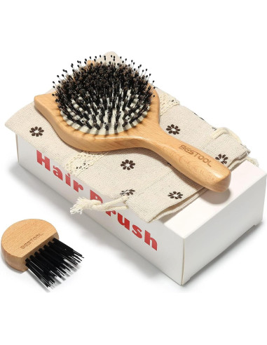 Cepillo de cabello BESTOOL Mini de cerdas de jabalí Natural