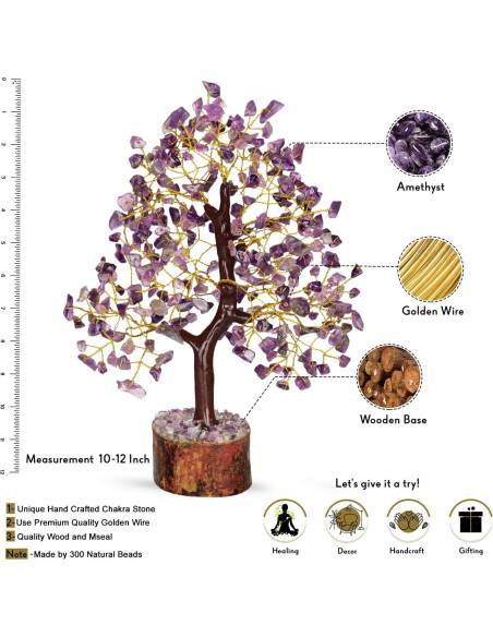 Árbol de Cristal de Amatista NARIBABU 25 cm Decoración Feng Shui Árbol de Cristal de Amatista NARIBABU 25 cm Decoración Feng Shui