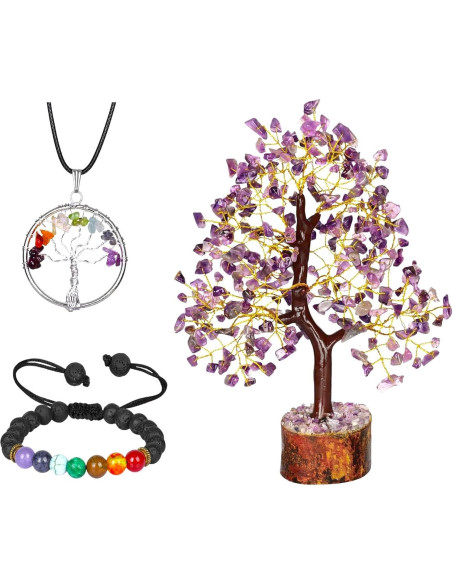 Árbol de Cristal de Amatista NARIBABU 25 cm Decoración Feng Shui Árbol de Cristal de Amatista NARIBABU 25 cm Decoración Feng Shui