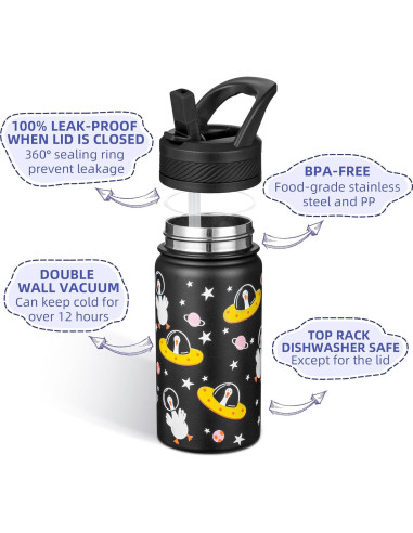 Botella de Agua Aislada Fanhaw 414ml Acero Inoxidable Niños