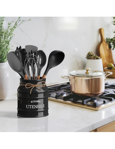 Soporte de Utensilios de Cerámica Barnyard Designs Negro 17.15 cm