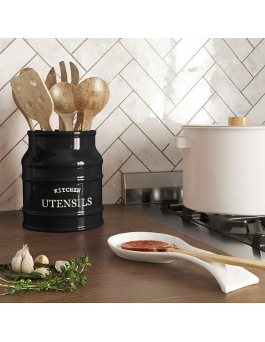 Soporte de Utensilios de Cerámica Barnyard Designs Negro 17.15 cm