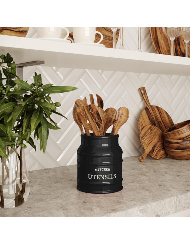 Soporte de Utensilios de Cerámica Barnyard Designs Negro 17.15 cm
