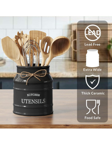 Soporte de Utensilios de Cerámica Barnyard Designs Negro 17.15 cm
