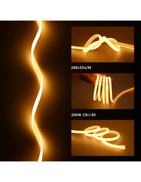 Tira de LED COB 20m ZHONG YI 2700K IP65 Impermeable 200W Tira de LED COB 20m ZHONG YI 2700K IP65 Impermeable 200W