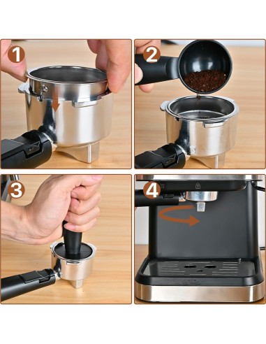 Máquina de Espresso Compacta Acero Inoxidable 3.87 kg