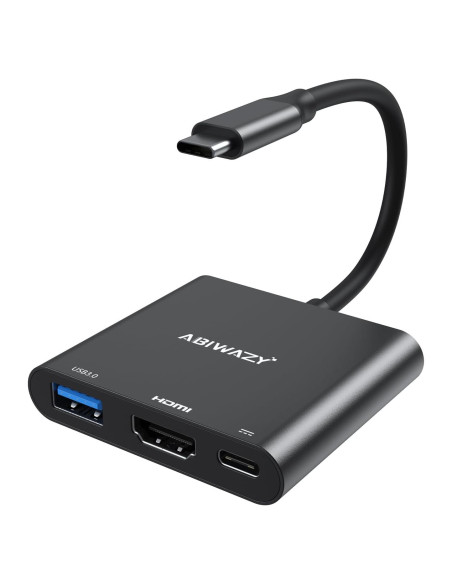 Adaptador USB C a HDMI 4K ABIWAZY con 100W PD y USB 3.0 Adaptador USB C a HDMI 4K ABIWAZY con 100W PD y USB 3.0