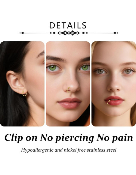 Anillos Falsos de Piercing D.Bella 20G Oro 8mm - 6 Piezas Anillos Falsos de Piercing D.Bella 20G Oro 8mm - 6 Piezas