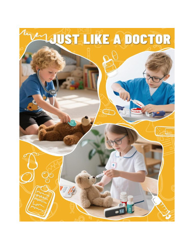 Kit de Doctor Jovow 30 Piezas con Carrito y Estetoscopio