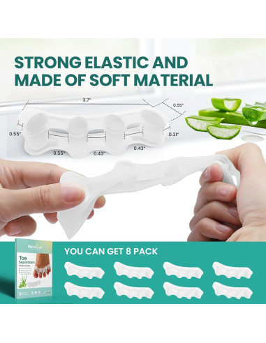 Separadores de Dedos Welnove - 8 Piezas de Silicona con Aloe Vera