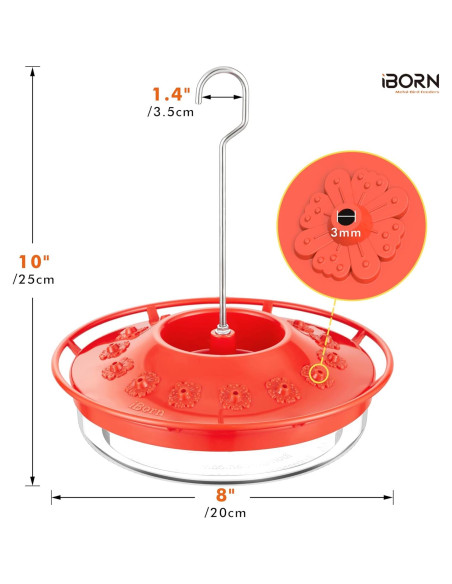 Alimentador de Colibrí iBorn 13 oz Rojo a Prueba de Abejas Alimentador de Colibrí iBorn 13 oz Rojo a Prueba de Abejas