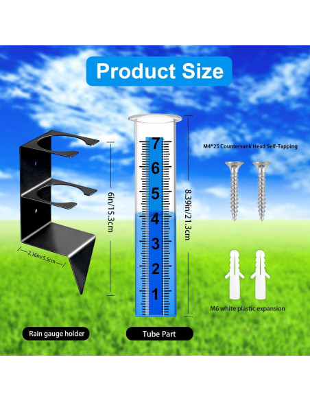 Pluviómetro Exterior Timenued 17.78 cm con Soporte Acero Inoxidable Pluviómetro Exterior Timenued 17.78 cm con Soporte Acero Inoxidable