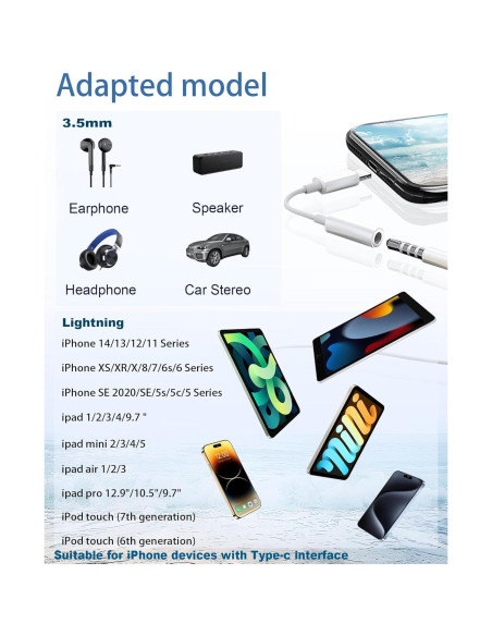 Adaptador Lightning a 3.5mm Fonestuff 2 Pack para iPhone Adaptador Lightning a 3.5mm Fonestuff 2 Pack para iPhone