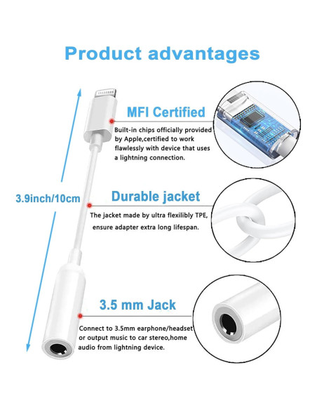 Adaptador Lightning a 3.5mm Fonestuff 2 Pack para iPhone Adaptador Lightning a 3.5mm Fonestuff 2 Pack para iPhone
