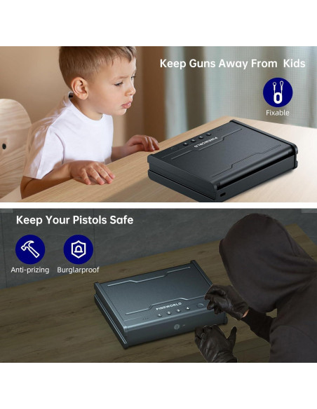 Caja Fuerte Biométrica PINEWORLD K1 para Pistolas con Luz Interior Caja Fuerte Biométrica PINEWORLD K1 para Pistolas con Luz Interior