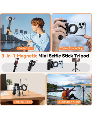Trípode Mini Selfie CloudValley 4-en-1 Plegable 360