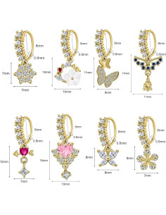 Aros de Nariz Colgantes 6ixGosh 8PCS Acero Inoxidable Oro 2