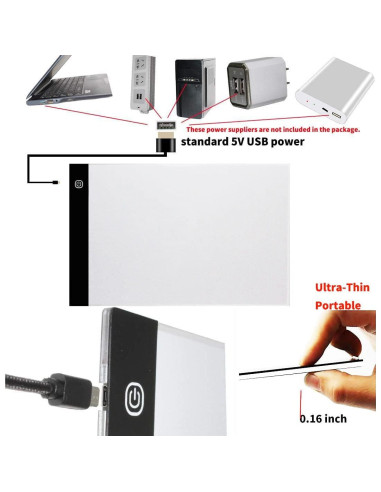 Caja de Luz LED A5 Portátil Sesyomr Dimmable USB 24x15cm