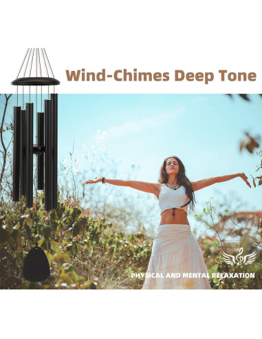 Campana de Viento FSVGYY 81 cm Negra - Aluminio Duradero