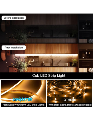 Tira de luces LED COB 5m DAYBETTER 2700K-6500K Regulable