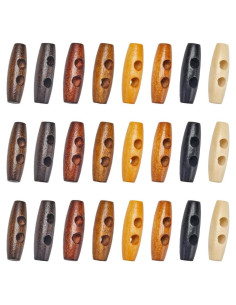 Botones de Madera Ovalados GORGECRAFT 80Pcs 30x10mm 8 Colores