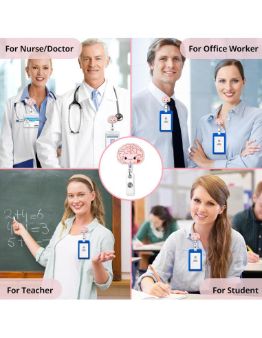 Funda de Insignia ITOKEY Cerebro Rosa Retráctil para Médicos