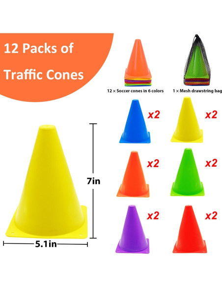 Juego de Conos Deportivos Tialero 42 Pcs 18cm Multicolor Juego de Conos Deportivos Tialero 42 Pcs 18cm Multicolor