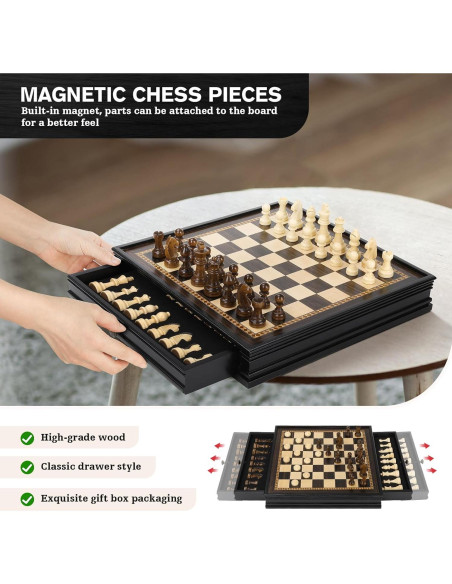 Juego de Ajedrez y Damas Magnético Peradix 32.5 cm 2 en 1 Juego de Ajedrez y Damas Magnético Peradix 32.5 cm 2 en 1