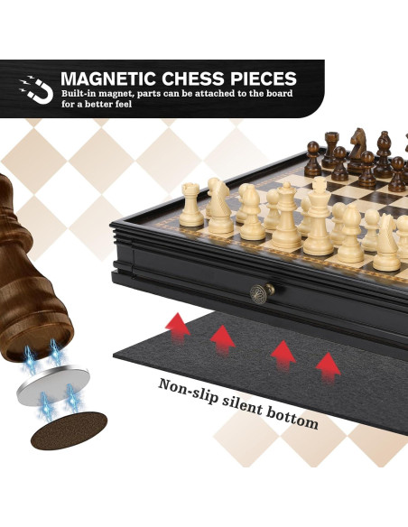 Juego de Ajedrez y Damas Magnético Peradix 32.5 cm 2 en 1 Juego de Ajedrez y Damas Magnético Peradix 32.5 cm 2 en 1