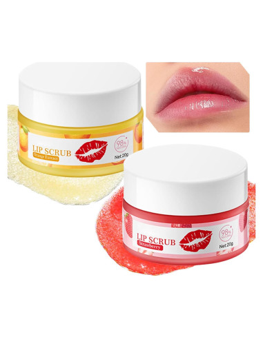 Conjunto de Exfoliantes Labiales DWDiWen Fresa y Naranja 2 Paquetes