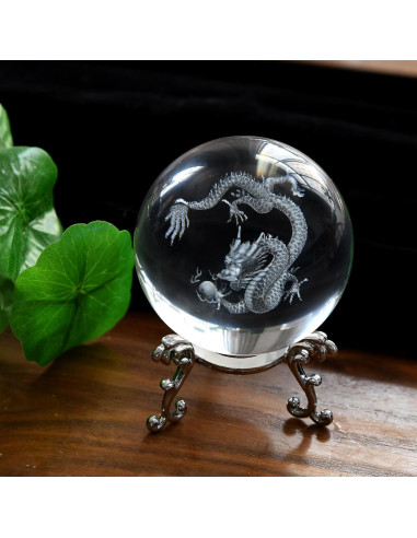 Esfera de Cristal 3D Dragón QIANCHANG 60mm con Soporte