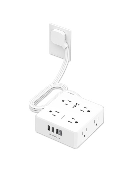 Regleta de 8 tomacorrientes y 4 USB Tcstei 1.83 m con protección Regleta de 8 tomacorrientes y 4 USB Tcstei 1.83 m con protección