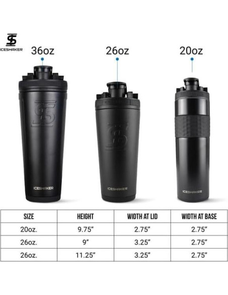 Botella Mezcladora Ice Shaker 26oz Acero Inoxidable Negro/Blanco Botella Mezcladora Ice Shaker 26oz Acero Inoxidable Negro/Blanco
