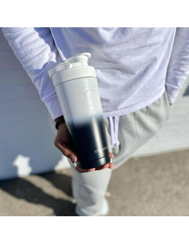 Botella Mezcladora Ice Shaker 26oz Acero Inoxidable Negro/Blanco