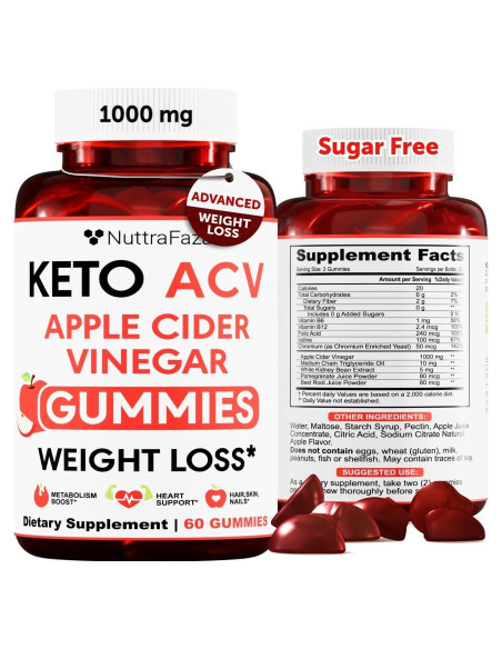 Gomitas Keto ACV NuttraFaza 1000mg Pérdida de Peso Manzana Gomitas Keto ACV NuttraFaza 1000mg Pérdida de Peso Manzana