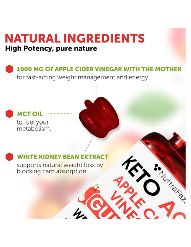 Gomitas Keto ACV NuttraFaza 1000mg Pérdida de Peso Manzana