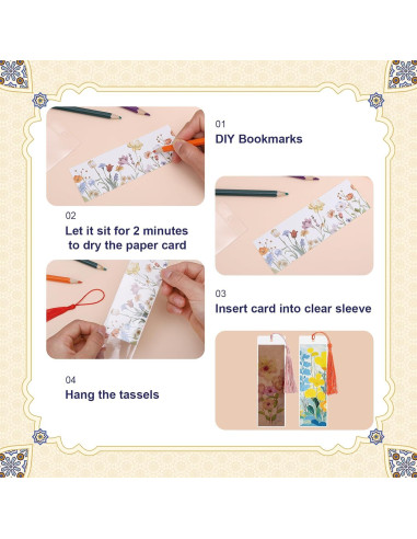 Kit de 60 Marcadores de Papel Kraft DIY WSICSE con Fundas y Borlas