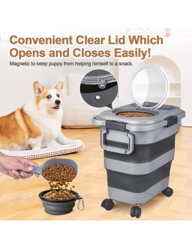 Contenedor Plegable TIOVERY para Comida de Mascotas 7.9L