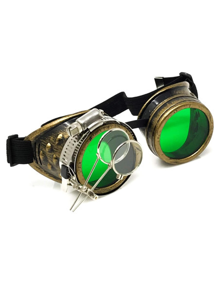 Gafas Steampunk Victoriano Rave Oro Vintage con Lupas Gafas Steampunk Victoriano Rave Oro Vintage con Lupas