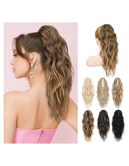 Extensión de Cola de Caballo LONAI 45.72 cm Clip Ondulada Marrón Ceniza Extensión de Cola de Caballo LONAI 45.72 cm Clip Ondulada Marrón Ceniza