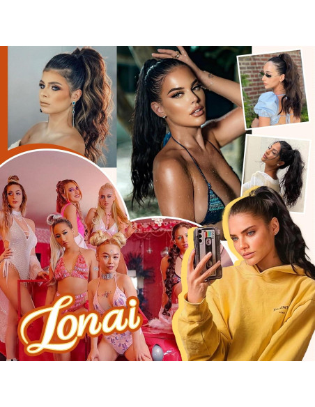 Extensión de Cola de Caballo LONAI 45.72 cm Clip Ondulada Marrón Ceniza Extensión de Cola de Caballo LONAI 45.72 cm Clip Ondulada Marrón Ceniza