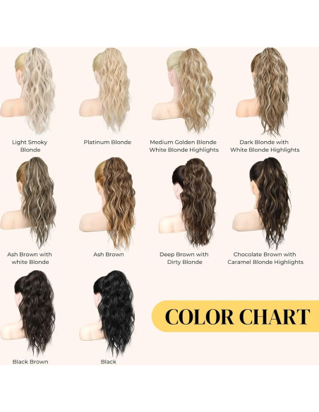 Extensión de Cola de Caballo LONAI 45.72 cm Clip Ondulada Marrón Ceniza Extensión de Cola de Caballo LONAI 45.72 cm Clip Ondulada Marrón Ceniza