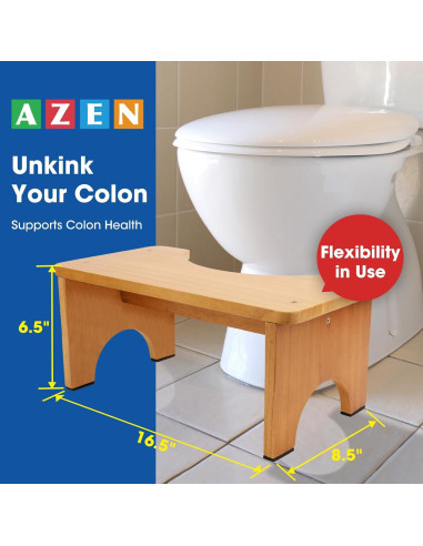 Taburete de Inodoro AZEN de Madera Natural 18 cm Amarillo