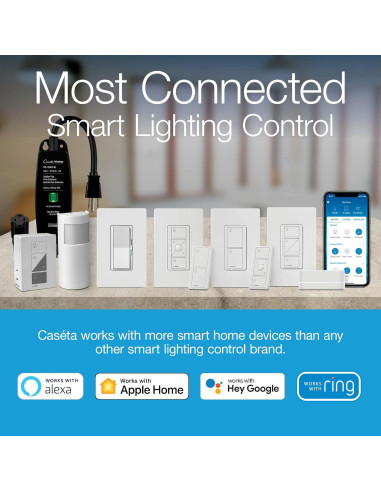 Kit de Iluminación Inteligente Lutron Caseta con Hub y 2 Reguladores